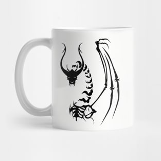 Black Tribal Skeletal Dragon Mug